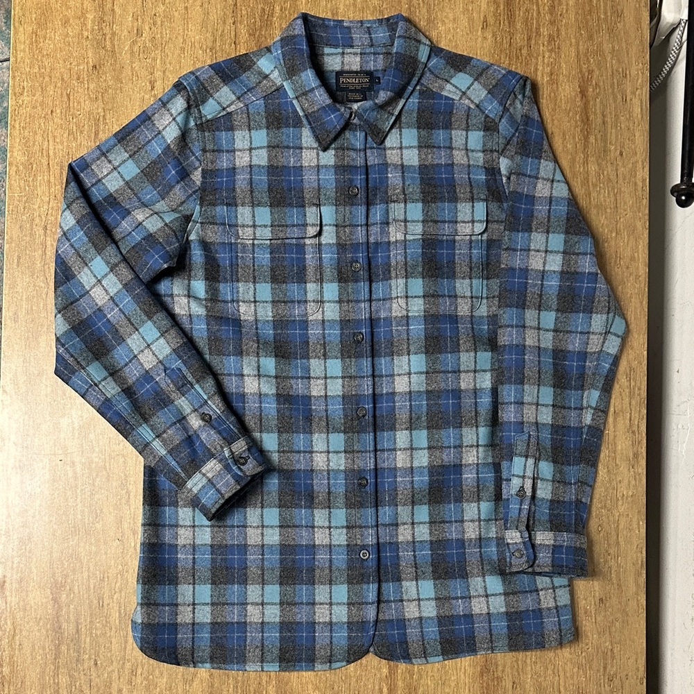 BFS🖤Pendleton nwot blue original surf board button down 100% virgin wool shirt - Picture 3 of 9